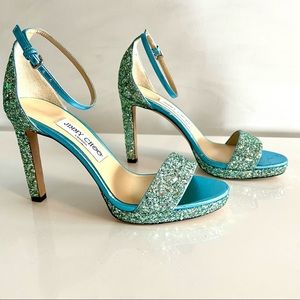 Jimmy Choo Misty 100 heel, blue glitter